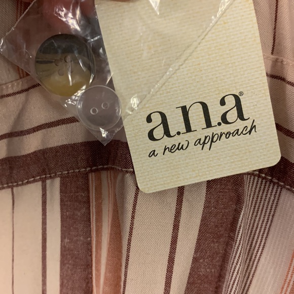 Button down dress size XL a.n.a brand NWT pink coral and plum stripes. - Picture 3 of 5